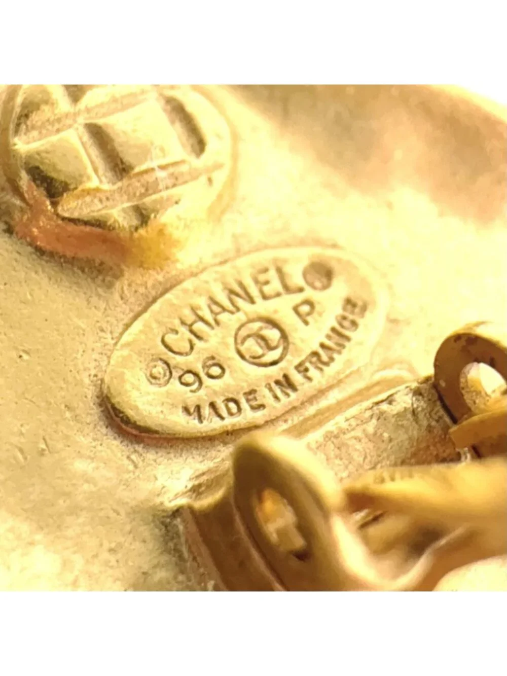 Chanel CC Logo Square Gold Plated Earrings